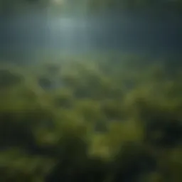 Eurasian water milfoil submerged in water illustrating its growth