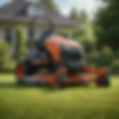 A sleek zero turn mower navigating a well-manicured lawn