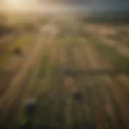 Aerial view of diverse agricultural fields