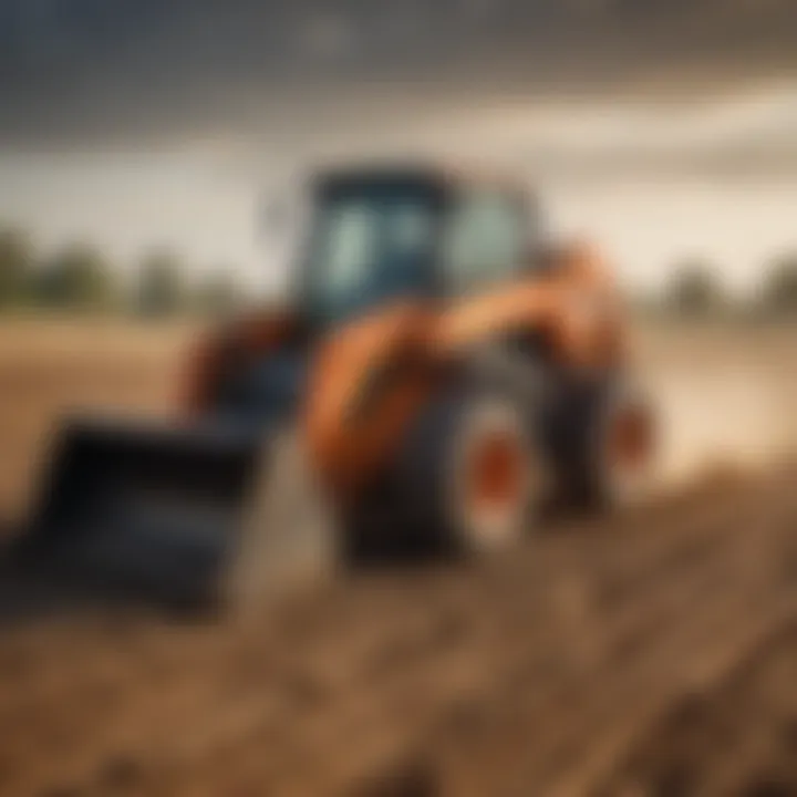 Daewoo skid steer maneuvering in agricultural field