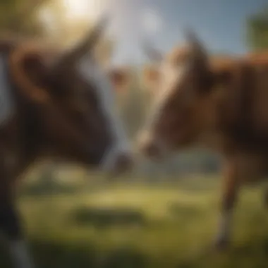 Social Behaviors and Interactions Among Cows Cows interacting with their environment and each other