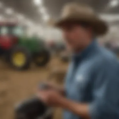 Bidders actively participating in a farm equipment auction