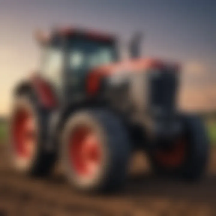 Close-up of a high-quality tractor ready for bidding