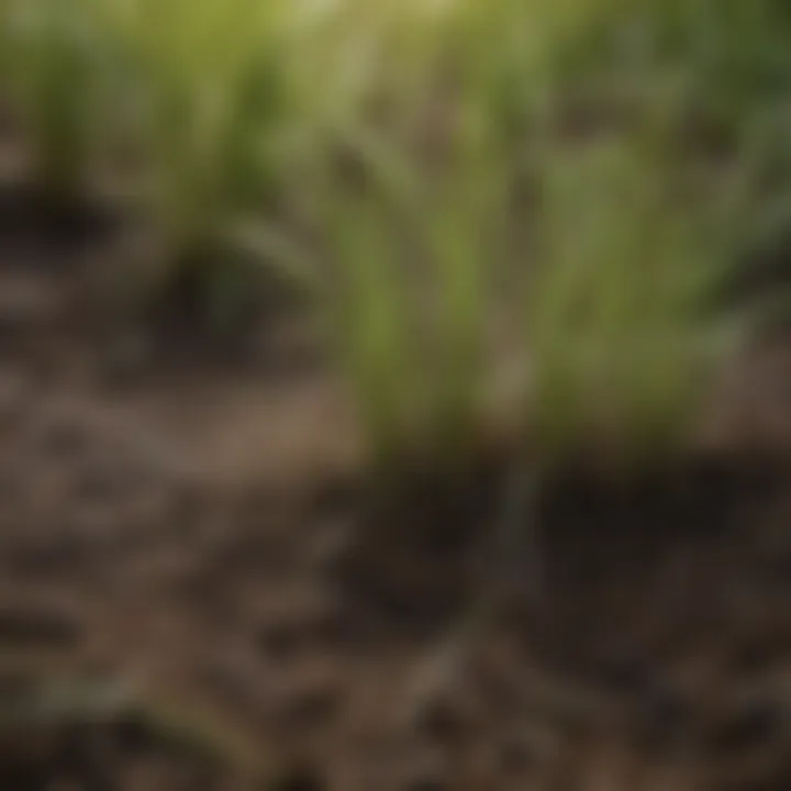 A close-up view of fescue grass roots in optimal soil