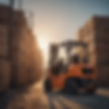 Forklifts at the Construction Site Construction site highlighting the role of forklifts