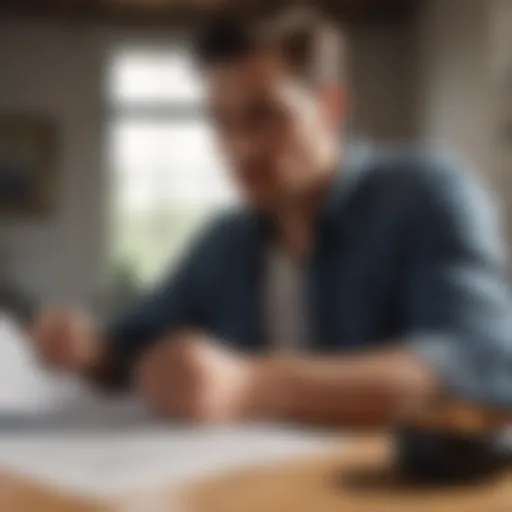 An employee reviewing government contract documents