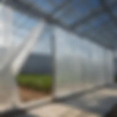 Close-up of Plastic Sheeting Installation Close-up of greenhouse plastic sheeting installation