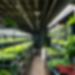 Interior view of a hydroponic store showcasing various systems and supplies