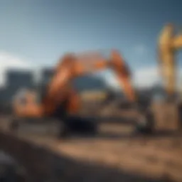 Showcase of IHI excavators at a dealership