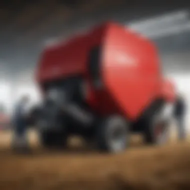 Technological Features of Inline Square Balers A farmer inspecting the technology of an inline square baler