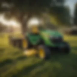 John Deere front mower in action on a farm