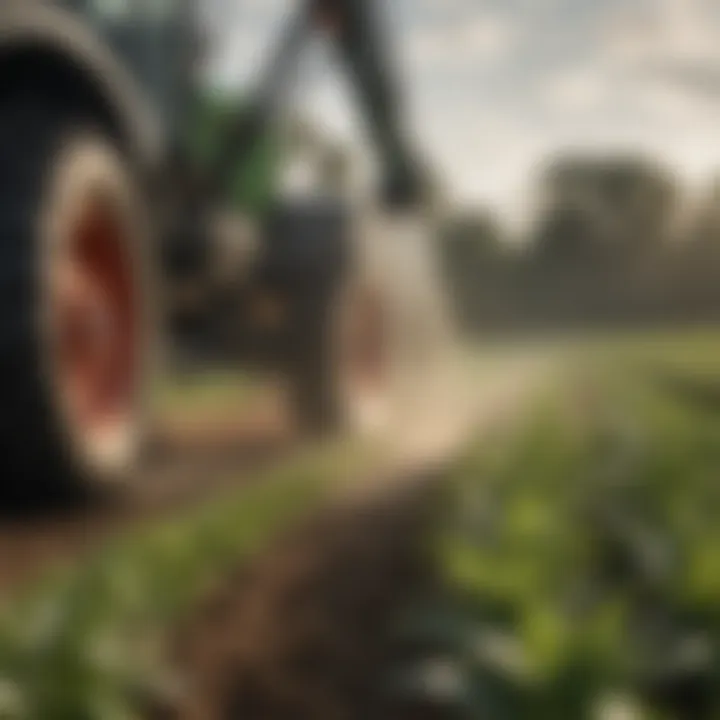 Close-up of liquid fertilizer being applied to crops