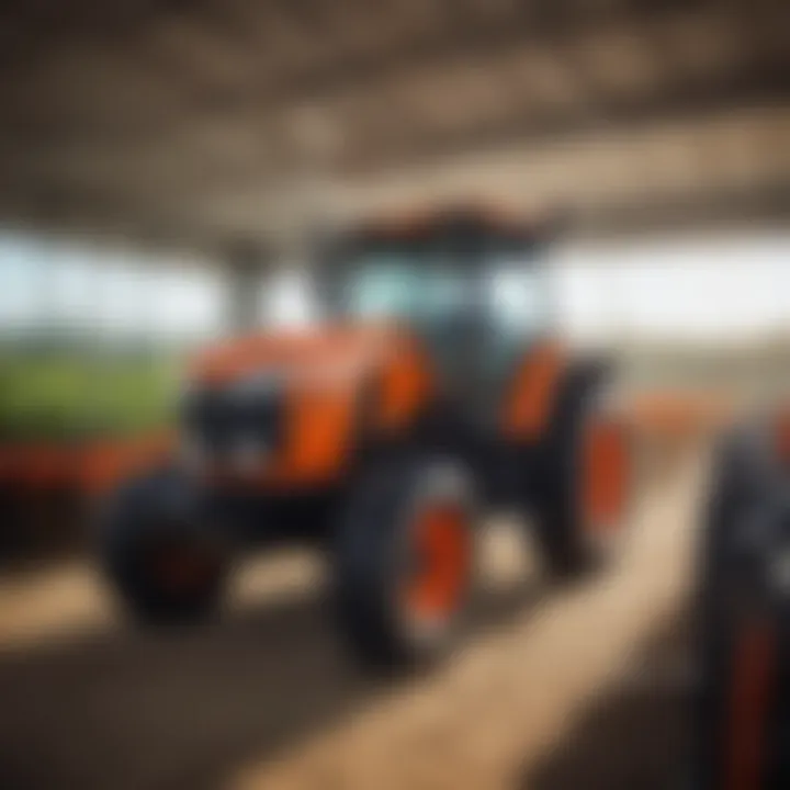 Kubota dealership showcasing a variety of agricultural equipment