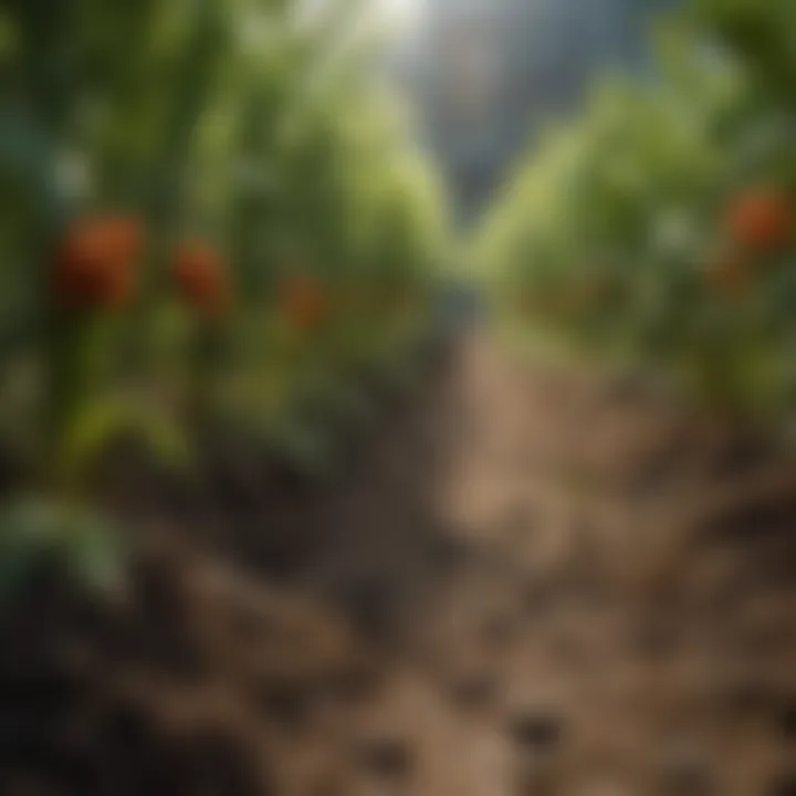 A close-up of diverse crops thriving in a sustainable farming setup