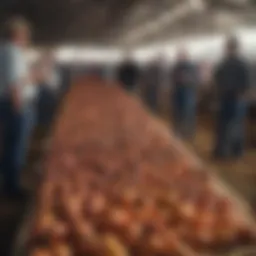 Vibrant Louisiana farm auction scene showcasing diverse agricultural products