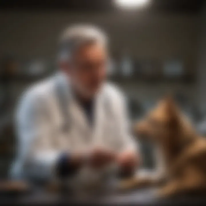 Veterinarian explaining medication to pet owner