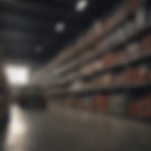 Inside a modern car parts warehouse showcasing organized inventory storage