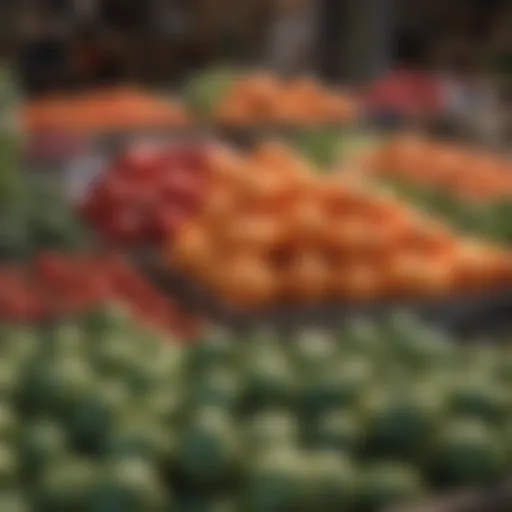 Vibrant display of fresh organic produce at a local market