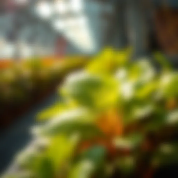 Impact of Light Spectrum on Plant Health Close-up of a plant thriving under specific light spectrum conditions