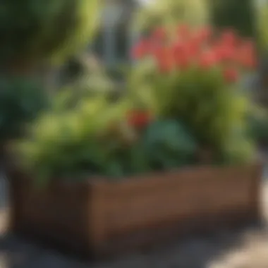 Diverse types of planter box fabrics displayed in a garden setting