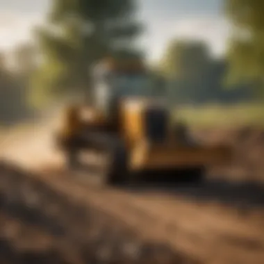 Mini Dozer in Agricultural Setting Mini dozer clearing land in agricultural setting