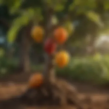 A detailed diagram highlighting the growth stages of date fruit on the tree.