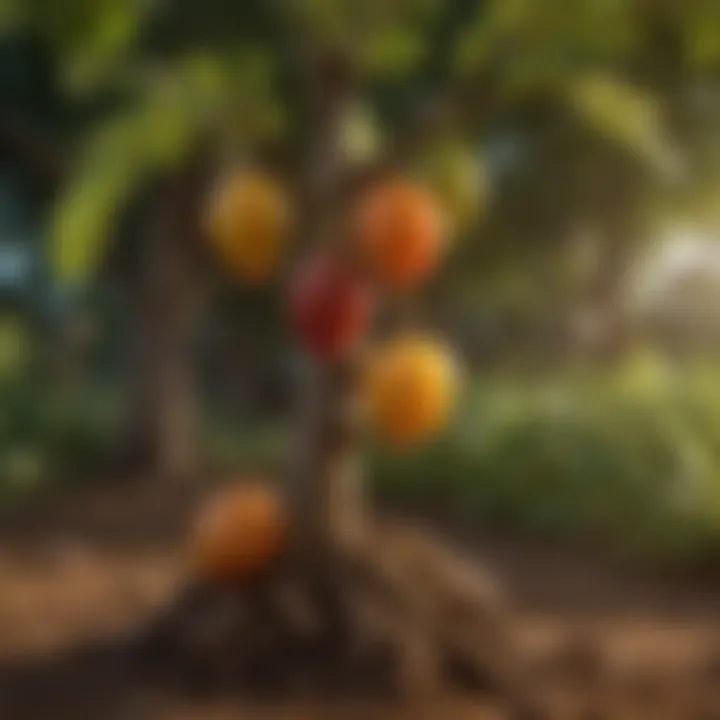 A detailed diagram highlighting the growth stages of date fruit on the tree.
