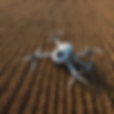 Modern agricultural drone surveying a field