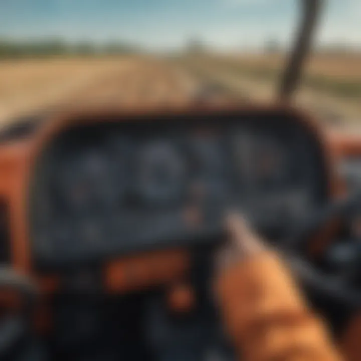 Close-up of Kubota tractor's advanced dashboard and controls