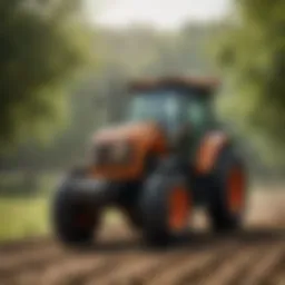 A powerful Kubota tractor in action on a farm