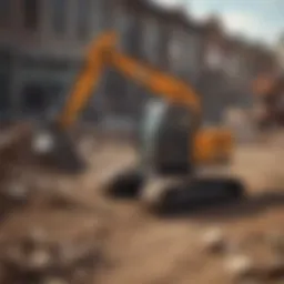 Compact micro excavator in action on a construction site