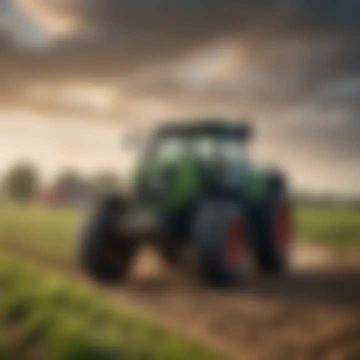 A Deutz-Fahr tractor operating sustainably in an eco-friendly farm