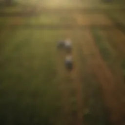Aerial view of diverse farmland showcasing sustainable practices