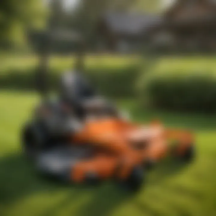 Comparison chart of top-rated zero turn riding lawn mowers showcasing specifications
