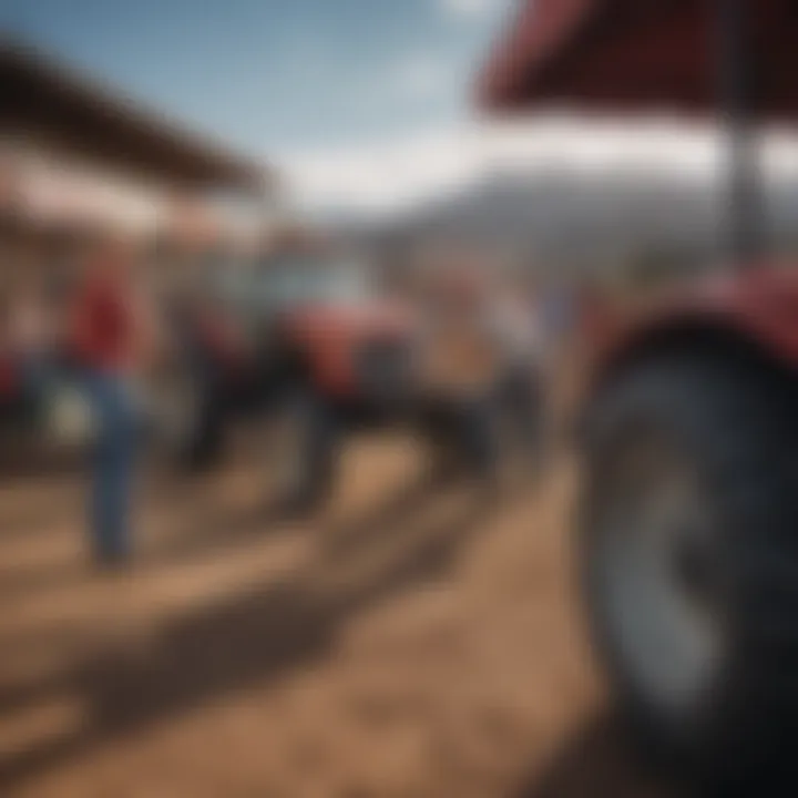 Local farmers interacting with Tractor Supply staff, showcasing community engagement.