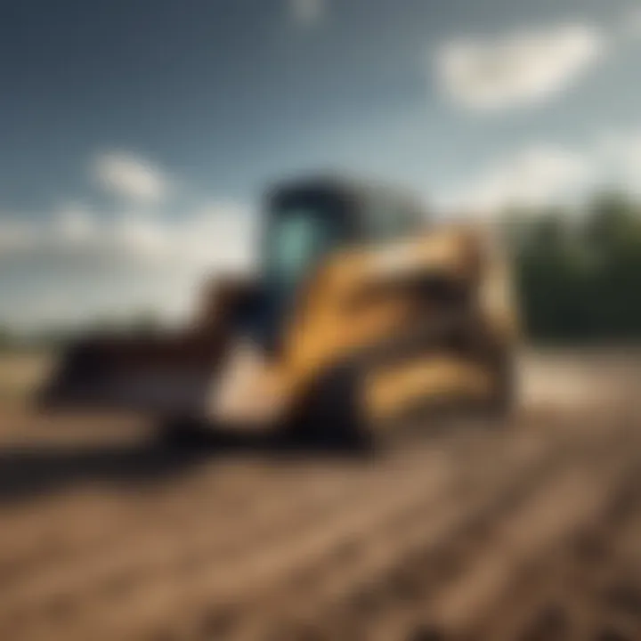 Tracked skid steer navigating rough terrain