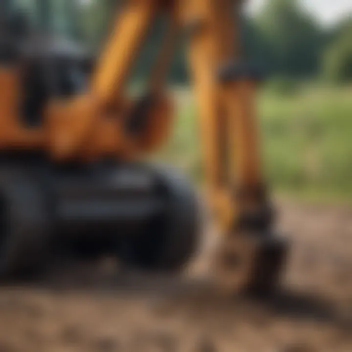 Close-up of a post hole digger attachment showcasing its features