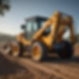 Skid steer loader equipped with a used post hole digger