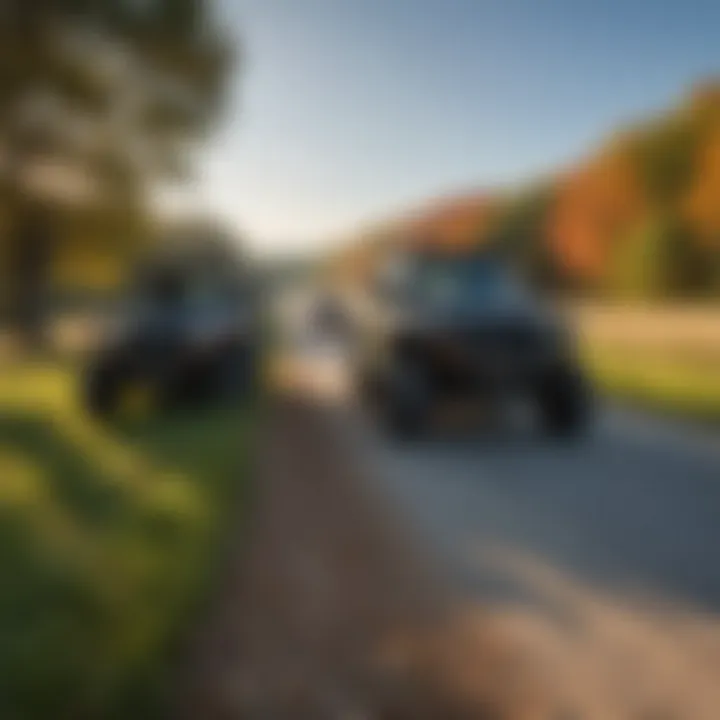 A scenic view of Michigan's landscape featuring side-by-side vehicles