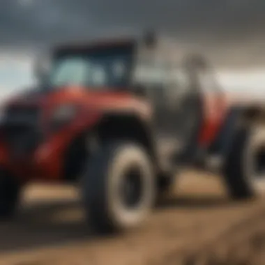 Detailed Look at Side-by-Side Vehicle Features in Michigan Close-up of side-by-side vehicle showcasing features and specifications