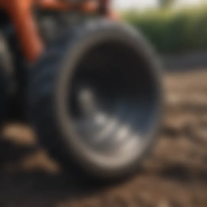 Close-up of a tractor bucket showcasing its durable design