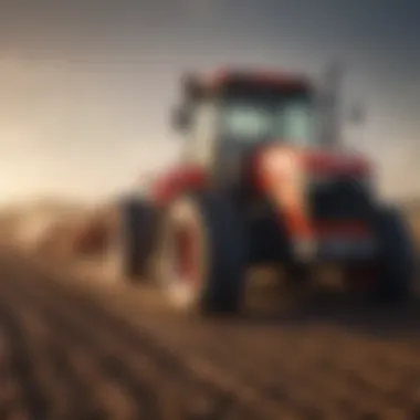 Tractor equipped with a bucket in an agricultural field