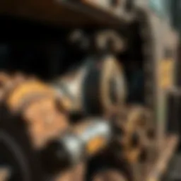 Close-up view of used skidder parts showcasing wear and functionality