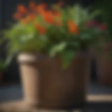 Close-up of a 30-gallon pot made from eco-friendly materials.