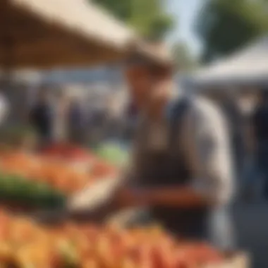 Local farmers engaging with visitors at the market