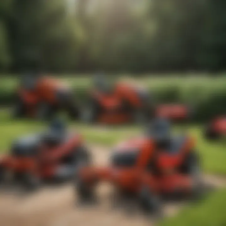 Side-by-side comparison of different zero turn mower models