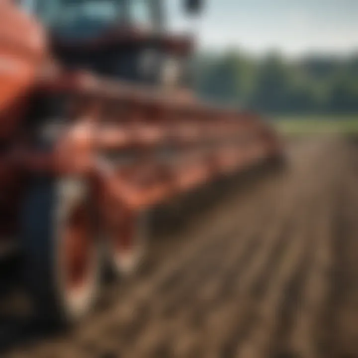 Close-up of zone tillage equipment in a field