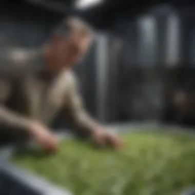 A farmer evaluating the features of a Harvest Right freeze dryer