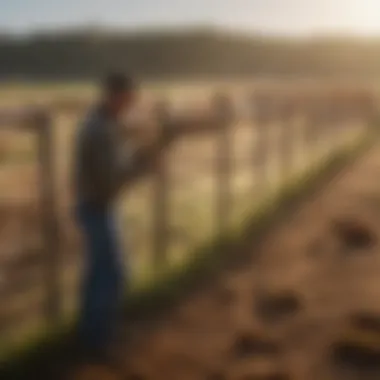 A farmer effectively using a portable fence charger to control livestock movement.