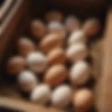 Fertile Duck Eggs in Nesting Box Close-up of fertile duck eggs in a nesting box